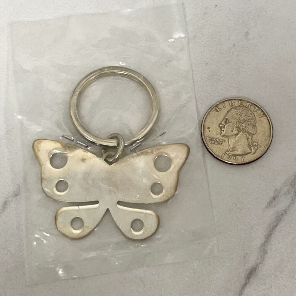 Silver Tone Ralph Butterfly Keychain Keyring - Picture 2 of 7